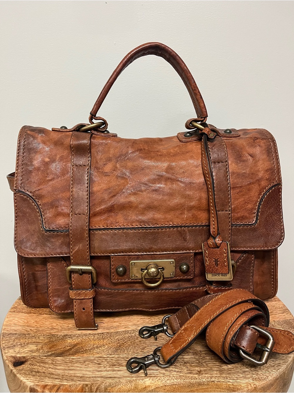 Frye Cameron Satchel Crossbody in Brown Leather